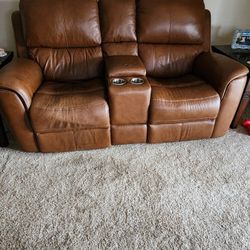 Reclining Leather Loveseat And Chair