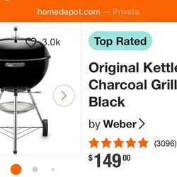 Original Kettle 22 in. Charcoal Grill in Black
