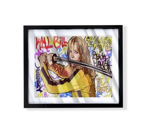 The Bride from Kill Bill with graffiti custom art With Black Frame