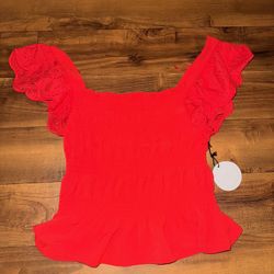Women’s Red Lace Ruffle Crop Top Size L | Cute Y2K Going Out