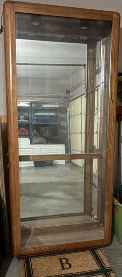 Curio Cabinet Honey Oak Wood