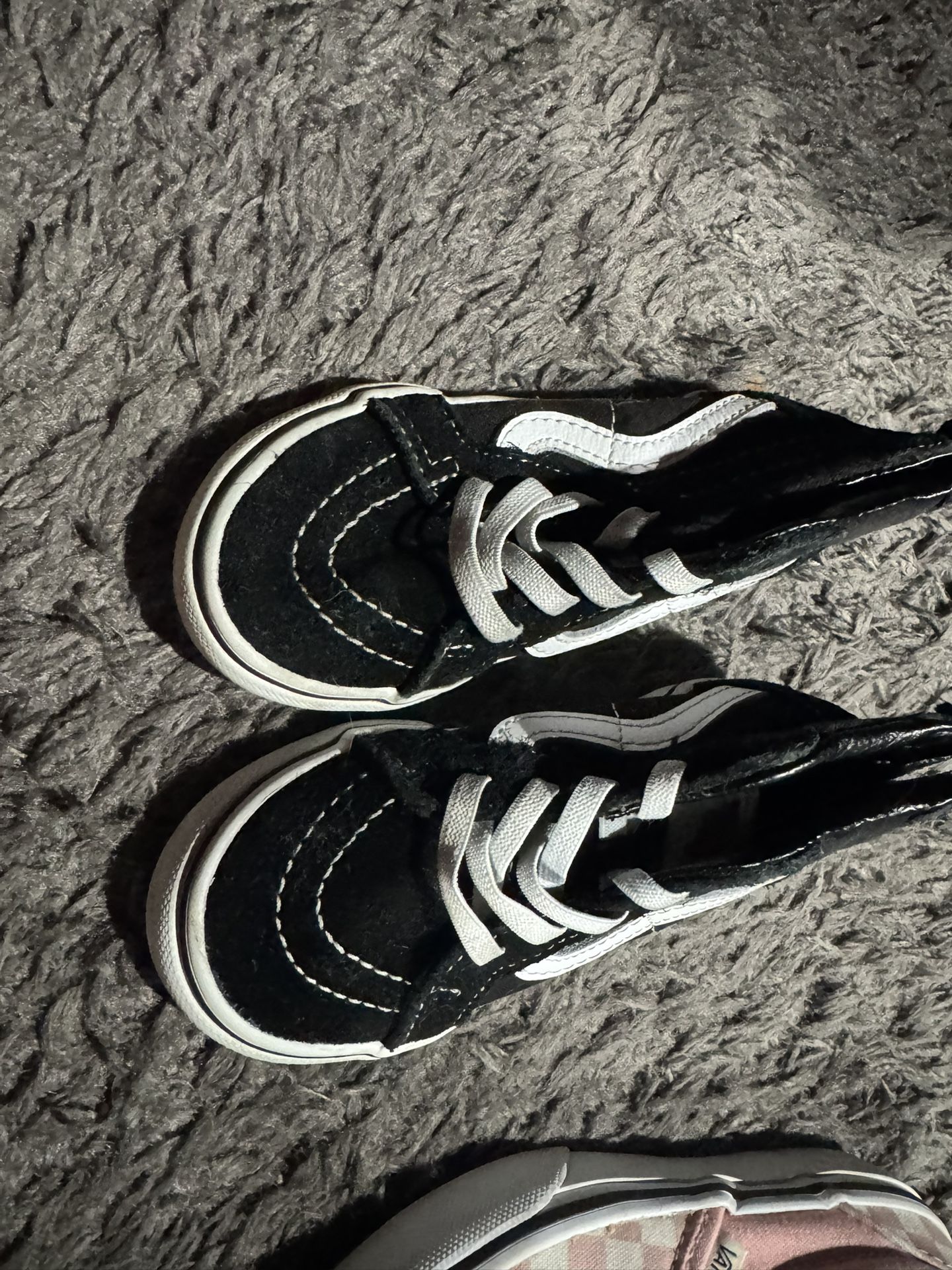 Toddler Black & White High Top Vans Size 8.0