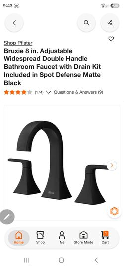 Shop_Pfister
Bruxie 8 in. Adjustable Nidespread Double Handle Bathroom Faucet with Drain Kit Included in Spot Defense Matte Black