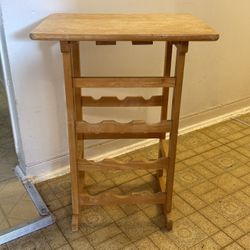 Wooden Wine Rack + Side Table 
