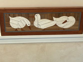 1970's "Three Ducks" Theodore DeGroot for Austin Productions Lath Art 37x13