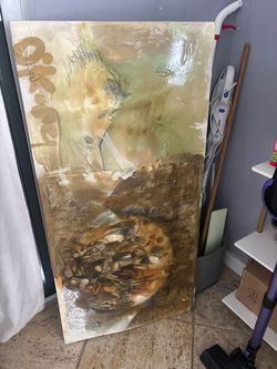 Large Abstract Mixed Media Painting on Canvas