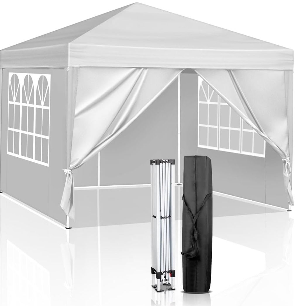 12X12 Portable Awning with 4 Side Walls with Windows for Outdoor Events, Parties, Weddings, Birthdays, Graduations Grey