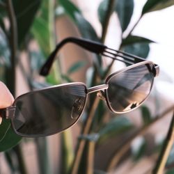 Versace Mod. S16 Col. 948 Matte Silver Frame Black Lens Sunglasses Italy Vintage