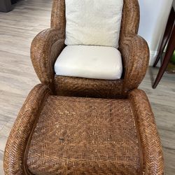 Pottery Barn Malabar Wicker Chair And Ottoman