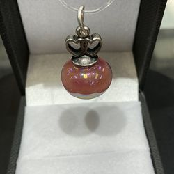 James Avery pink iridescent two hearts finial charm