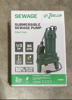 Zoeller Cast Iron Sewage Sump Pump 1/3hp 115-volt