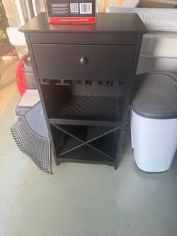 Black Bar Stand w/ wine glass holder and drawer