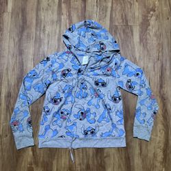 Disney Parks Women’s size medium All over Stitch Hoodie Sweatshirt longsleeve sw