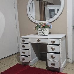 Wood Farmhouse Desk And Mirror  Size 44;wide  34:H / 20:D 