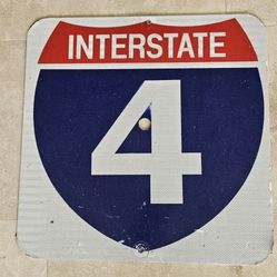 Genuine Real Interstate Shield Highway 4 Road Sign Used Man Cave 24 x 24