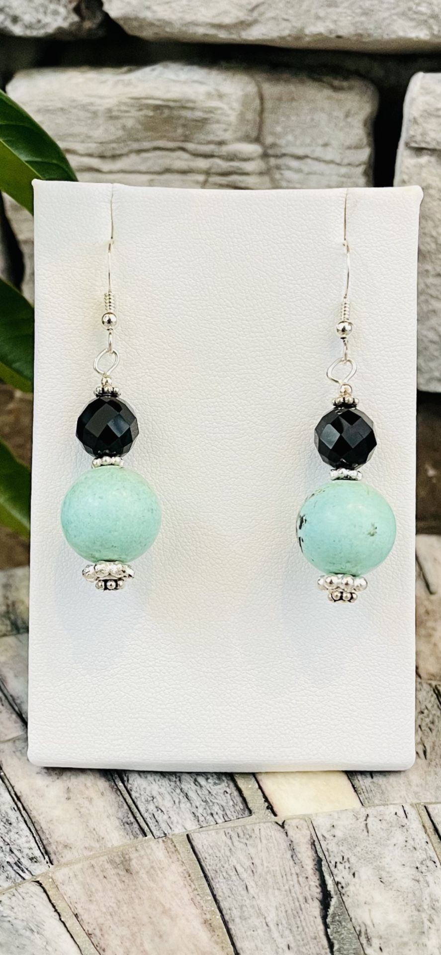 Turquoise and Black Onyx Earrings