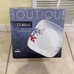 New Corelle Square Kyoto Leaves 16pc Dinnerware