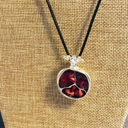 Pomegranate Coral Pendant Necklace - New