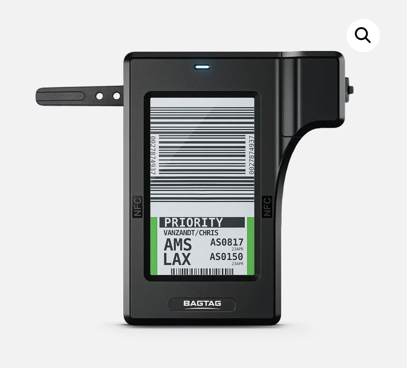 NWOT Bagtag Flex Batteryless Electronic Luggage Tag App Control Flexible Black