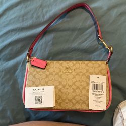 Pink And Khaki Coach Purse 