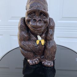 Monkey Holding Banana Statue 