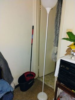 Tall white metal floor lamp plastic shade pickup only cash