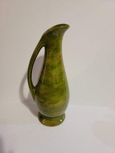 Holland Mold Pitcher Vase Glazed Handled Hand-Painted Inscribed Mom P From Bob And Marcua Dec 1971 11" Tall This Holland Mold pitcher vase is a unique