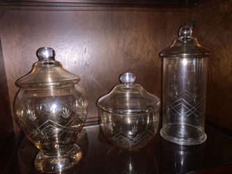 3 piece decorative glass jars