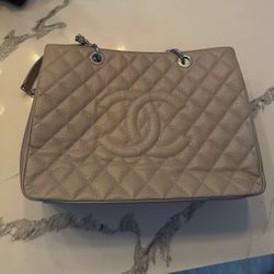 Gray Chanel Quilted Tote Bag
