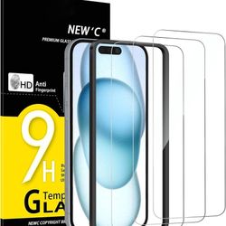 new 3 Pack Designed for iPhone 16, iPhone 15 Screen Protector (6.1 inches),Enhanced Tempered Glass Protection with easy installation tool included,Ult