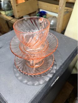 ARCOROC swirl pink cup and saucer