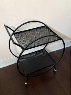 Modern Black Rolling Bar Cart
