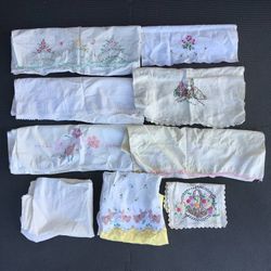 Assorted Lot 7 Embroidered Pillowcases and duster *Please read ad*