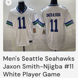 Men's Seattle Seahawks Jaxon Smith-Njigba #11 White Player Game Jersey
