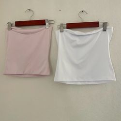Aritzia Contour & Trendy Queen Strapless Tube Tops XS Pink White 2 Piece Bundle