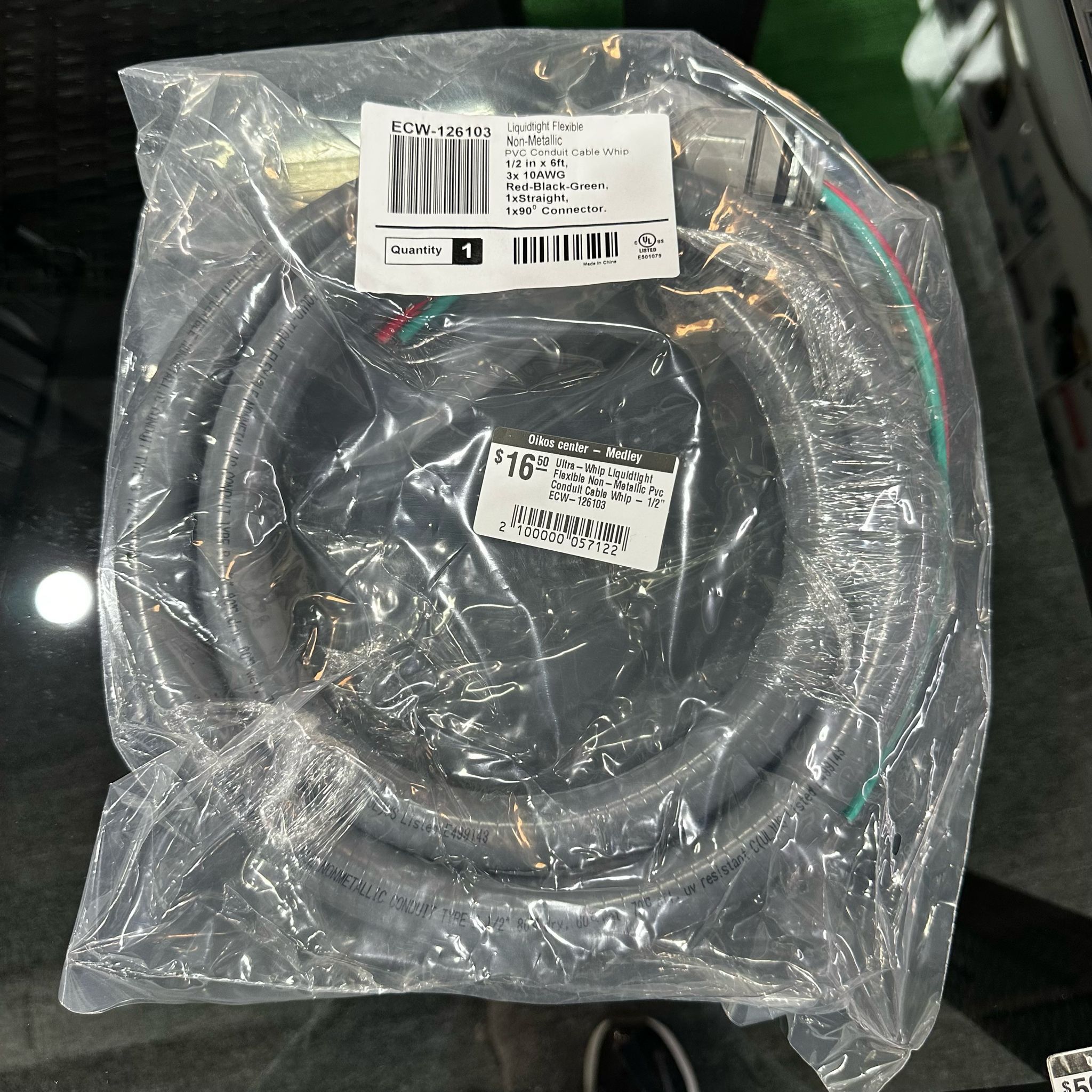 Ultra-whip Liquidtight Flexible Non-metallic Pvc Conduit Cable Whip - 1/2" Ecw-126103