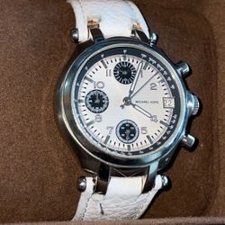 Michael Kors MK5003 Alligator Print White Leather Watch ($25 TODAY ONLY)