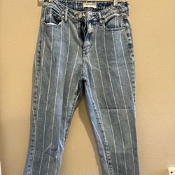 PacSun Blue and White Striped Women's Jeans