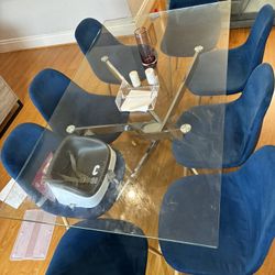 8 Blue Dining Chairs 
