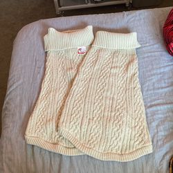 Two EXTRA LARGE Knit Tan Dog Sweaters  