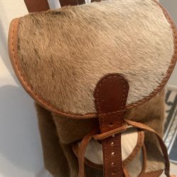 New Beautiful Leather And Fur Backpack Purse 