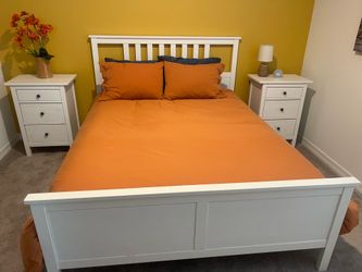Queen Size Bed Frame and Two Nightstands