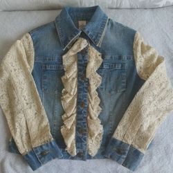 Girl's Jacket - Denim + Lace - Size 12 - 