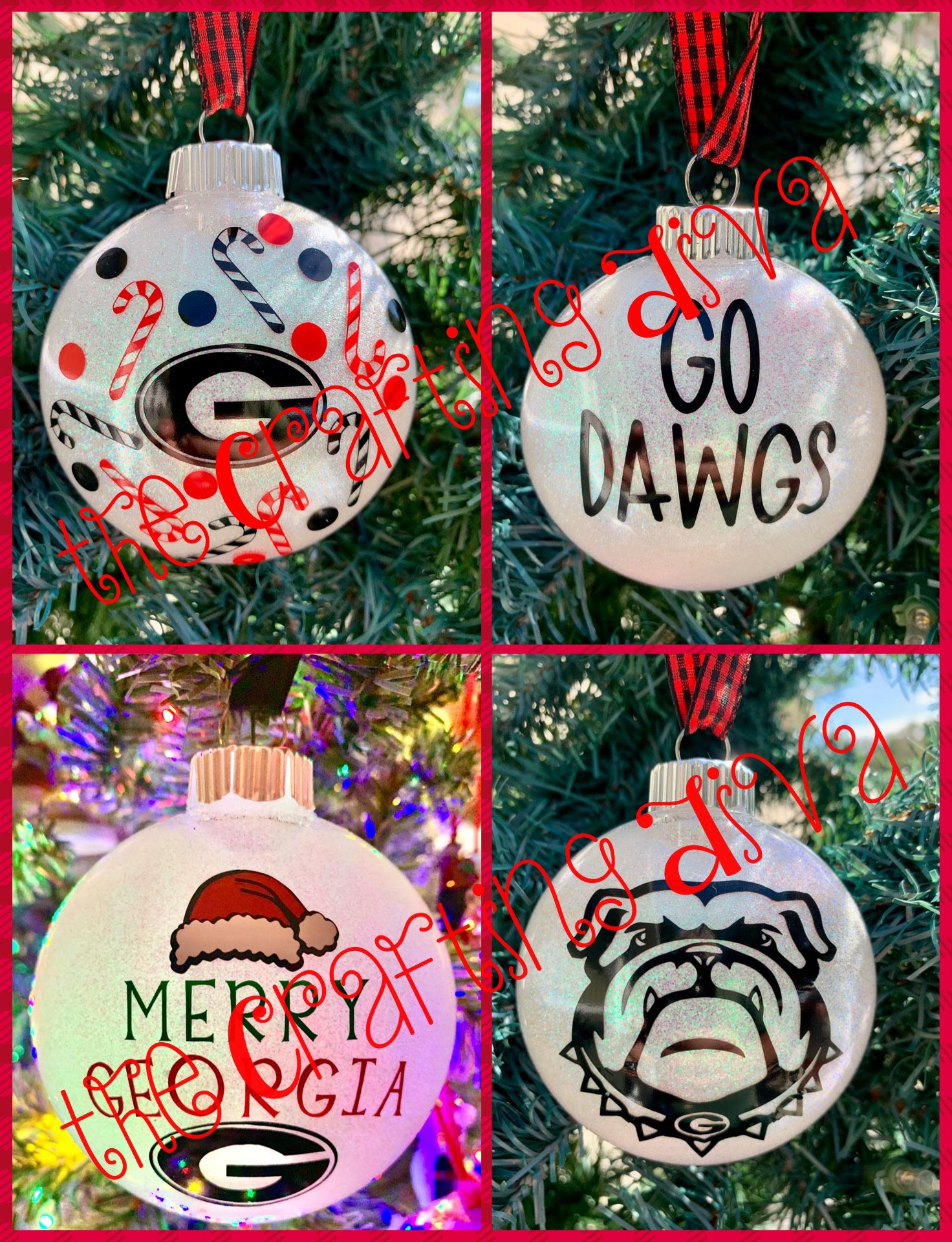 Georgia Bulldogs Themed Christmas Ornaments
