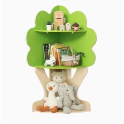 Tree Bookshelf for Kids Reading Nook, Corner Bookcase Toy Storage for Playroom, Classroom, Playroom, Nursery