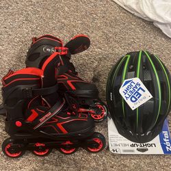 Roller Blades and Helmet