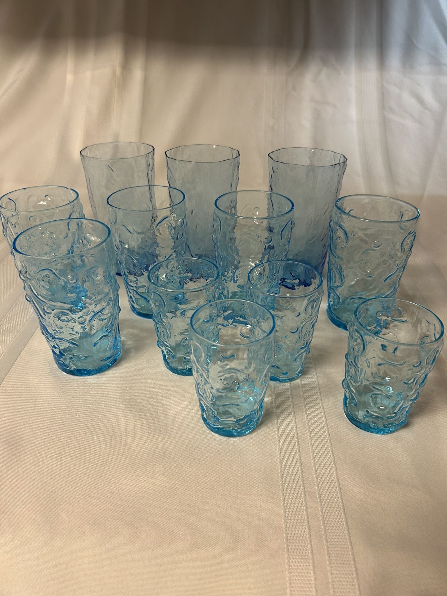 Morgantown Seneca Driftwood Peacock Blue Crinkle Tumblers