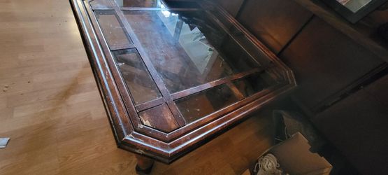 Oak glass coffee table