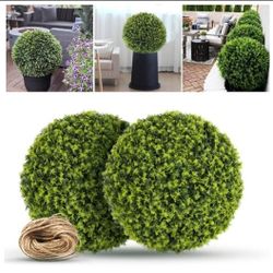 NEW 2 Packs 20.5in Large Cedar Topiary Balls, Artificial Plant Topiary Balls for The Front Door, Artificial Cypress Boxwood Balls for Outdoor Decor, P