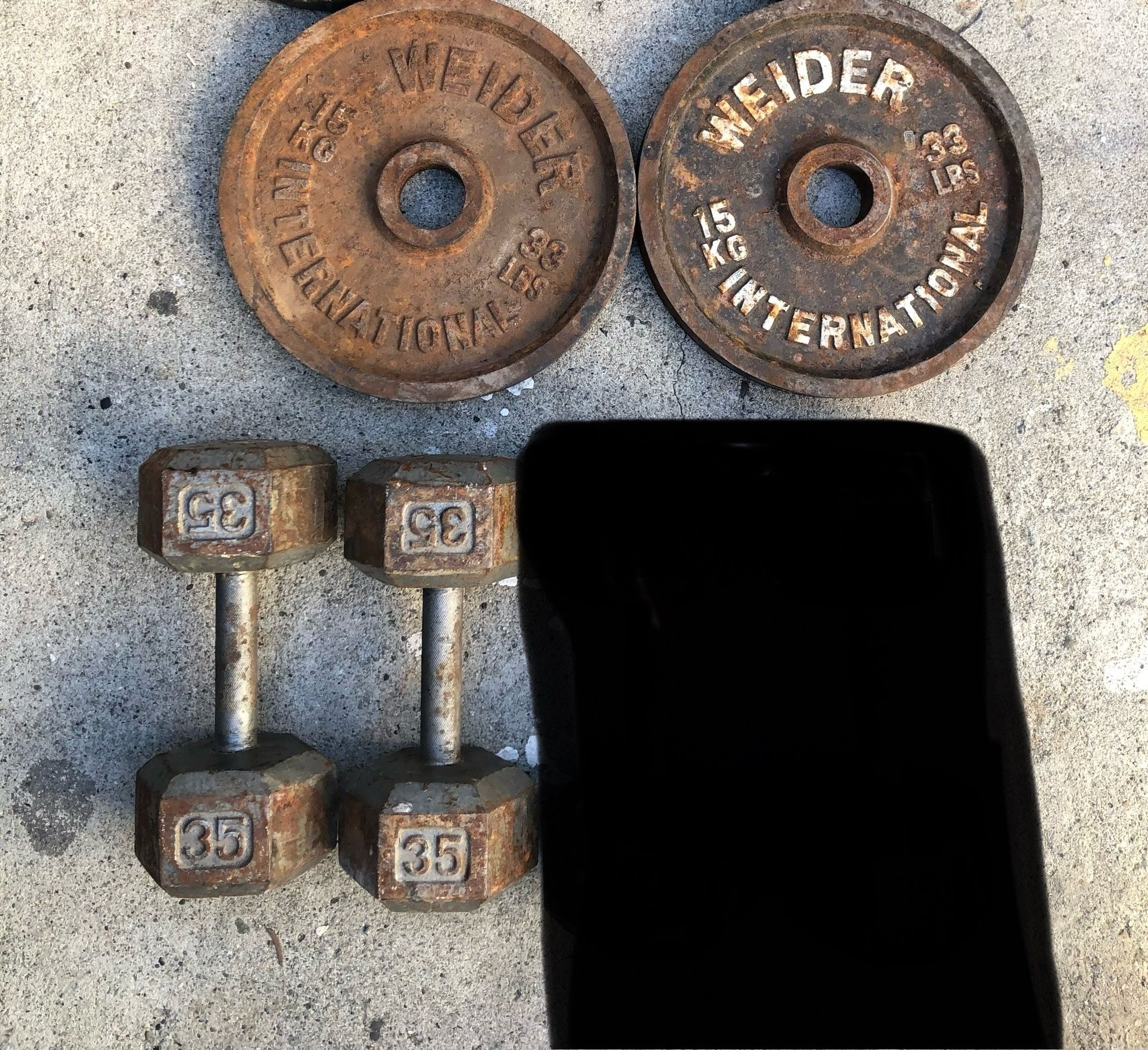 Olympic Weights Rusty But In Solid Condition Workout Equipment $50 Each Pair Or Both For $80